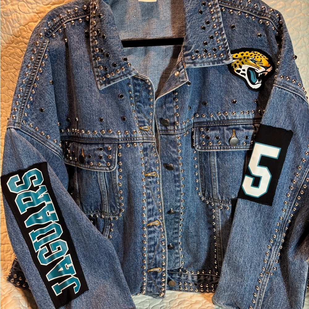 Jacksonville Jaguars Official NFL Team Apparel Studded Denim Jacket